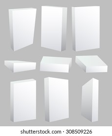 Set of vector illustrated white, blank boxes.