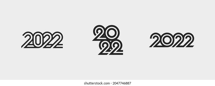 Set of Vector illustration with 2022 sign for flyer template, greeting card, poster, banner or social media. Happy New Year and Merry Christmas.