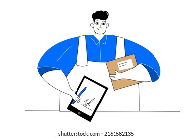 Establecer con ilustración vectorial sobre el proceso de entrega 