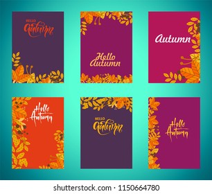 Set of vector illustration abstract autumn leaves card