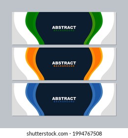 Set vector illustration of an abstract background with blue, orange, and green color. Good to use for banner, social media template, poster and flyer template, etc.