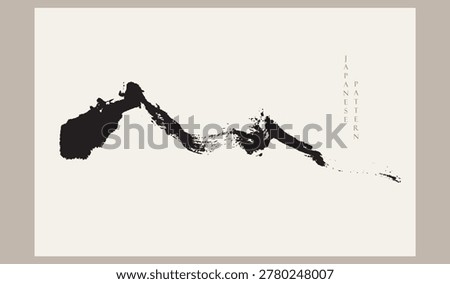 set of vector illustration of Abstract brush stroke mountain card design with Ink wash painting in traditional style.