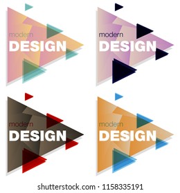 Set Vector illustration. Abstract colorful triangle. Dynamic splash liquid shape. Background for poster, cover, banner, placard. Logo design
