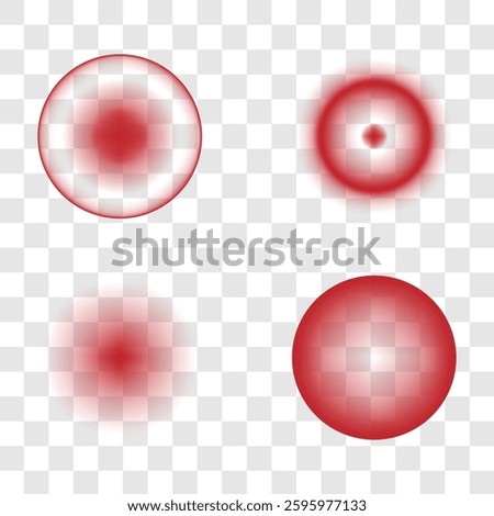 Set of vector illustration abstract radial red gradient