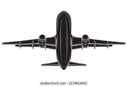 Set of Vector illustration of an airplane in profile in isolate on a white background. Passenger plane. Traveling.