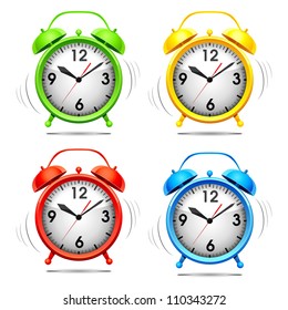 Set vector illustration of a alarm clock.