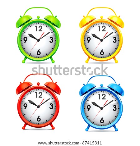Set vector  illustration of a alarm clock.