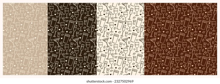 Set vector illustration alcohol patterns bar,menu