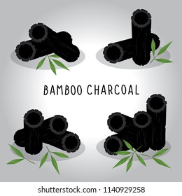 set vector illustration bamboo charcoal isolated on white background