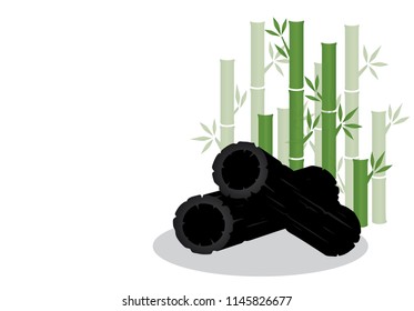 set vector illustration bamboo charcoal isolated on white background