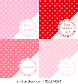 Set of vector illustration. Banners for design poster or invites on Valentine's Day with hearts and title