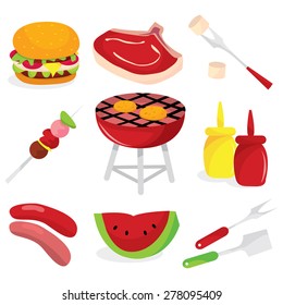 A set of vector illustration barbecue related icons.