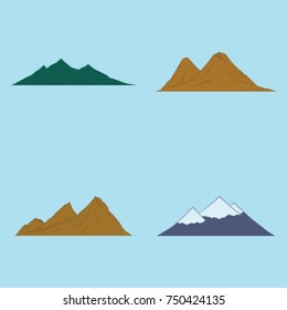 set vector illustration of beautiful mountain for object and background design, flat design, set mountain for background