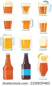 set of Vector illustration beer with flat design style