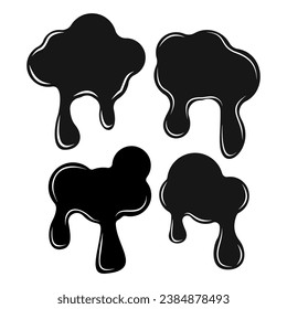 Set of Vector illustration of black ink droplets