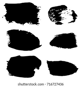 set of vector illustration of black smears and spots watercolor textures as grunge background for design of banners, cards, posters, tickets, leaflets