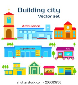 Set vector illustration of buildings.