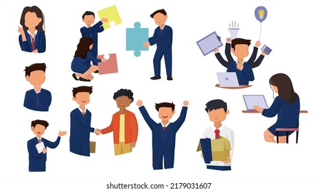 establecer el trabajador de negocios de ilustración vectorial. ilustración vectorial art. man and women