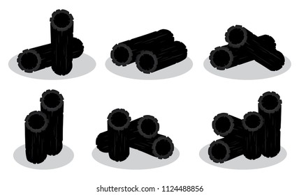 set vector illustration charcoal isolated on white background