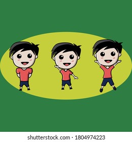 Set of vector illustration children with happy face