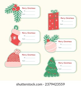 Set of vector illustration of christmas gift labels.

