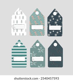  Conjunto de Ilustración vectorial de etiquetas de regalo de Navidad