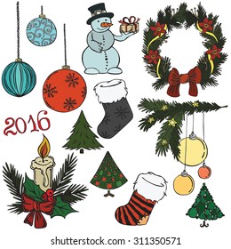 Set vector illustration of Christmas items