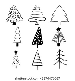 Set of Vector illustration of Christmas Tree.