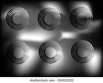 Set vector illustration circles black and white gradient background of mesh shades of gray