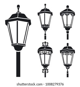 Set of vector illustration city street lantern