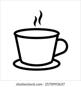 Set of vector illustration of a coffee cup with steam rising isolating on white background