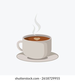 Set of vector illustration of a coffee cup with steam rising isolating on white background