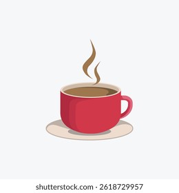 Set of vector illustration of a coffee cup with steam rising isolating on white background