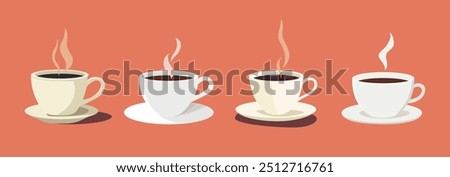 Set of vector illustration of a coffee cup on white background