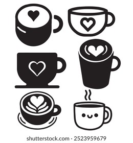 Set of vector illustration of a coffee cups, Mugs with steam rising isolating on white background