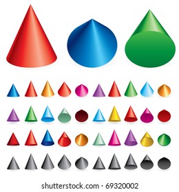 Set vector illustration of cones