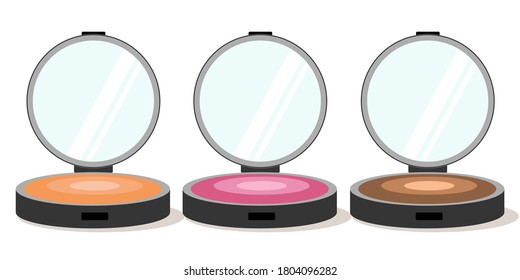 Set of vector illustration cosmetics, powder for the face.Decorative cosmetics for the face. Make up set
