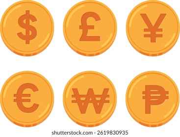 set of vector illustration of currency symbols foreign exchange