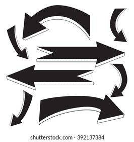 Set vector illustration of curved arrow