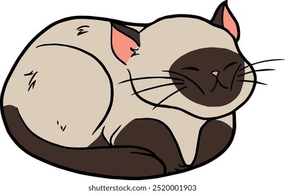 Set vector illustration of a cute berman cat sleeping happily