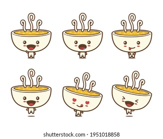 set vector illustration of cute soup character