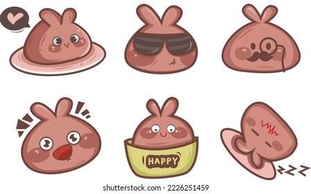 Set vector illustration of cute style character pink yellow pastel. can use stiker, book cute children and card