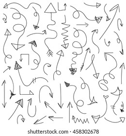 set vector illustration of doodle arrows on white background