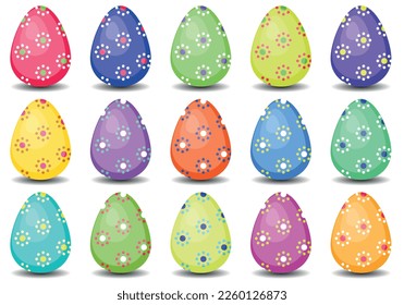 set vector illustration of easter colorful egg isolate on white background