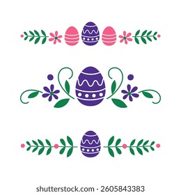 set of vector illustration of easter egg design with cute and beautiful flower