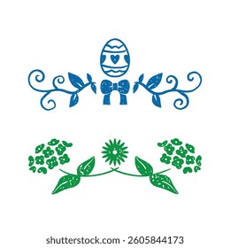 set of vector illustration of easter egg design with cute and beautiful flower