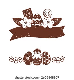 set of vector illustration of easter egg design with cute and beautiful flower