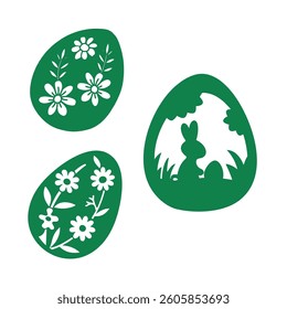 set of vector illustration of easter egg design with cute and beautiful flower