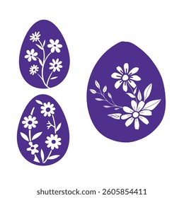 set of vector illustration of easter egg design with cute and beautiful flower