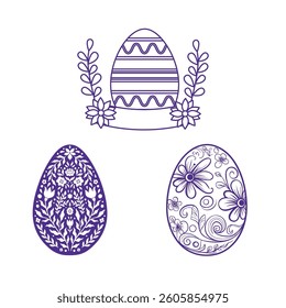 set of vector illustration of easter egg design with cute and beautiful flower